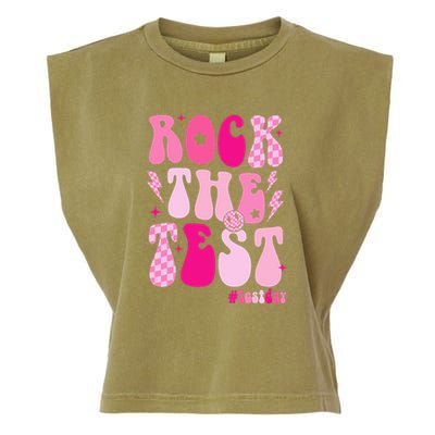 Rock The Test Testing Day Retro Motivational Garment-Dyed Women's Muscle Tee