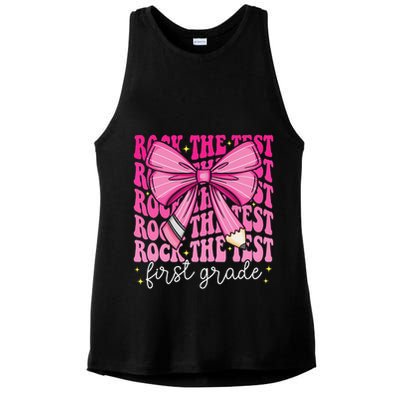 Rock The Test Day 1st Grade Teacher First Grade Testing Day Ladies PosiCharge Tri-Blend Wicking Tank