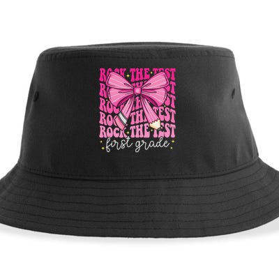 Rock The Test Day 1st Grade Teacher First Grade Testing Day Sustainable Bucket Hat