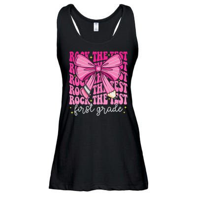 Rock The Test Day 1st Grade Teacher First Grade Testing Day Ladies Essential Flowy Tank