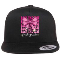 Rock The Test Day 1st Grade Teacher First Grade Testing Day Flat Bill Trucker Hat