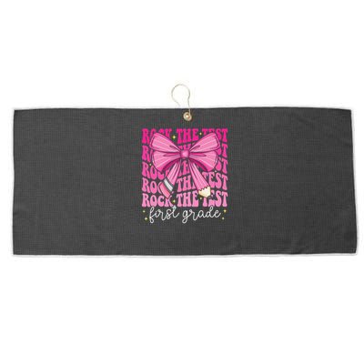 Rock The Test Day 1st Grade Teacher First Grade Testing Day Large Microfiber Waffle Golf Towel