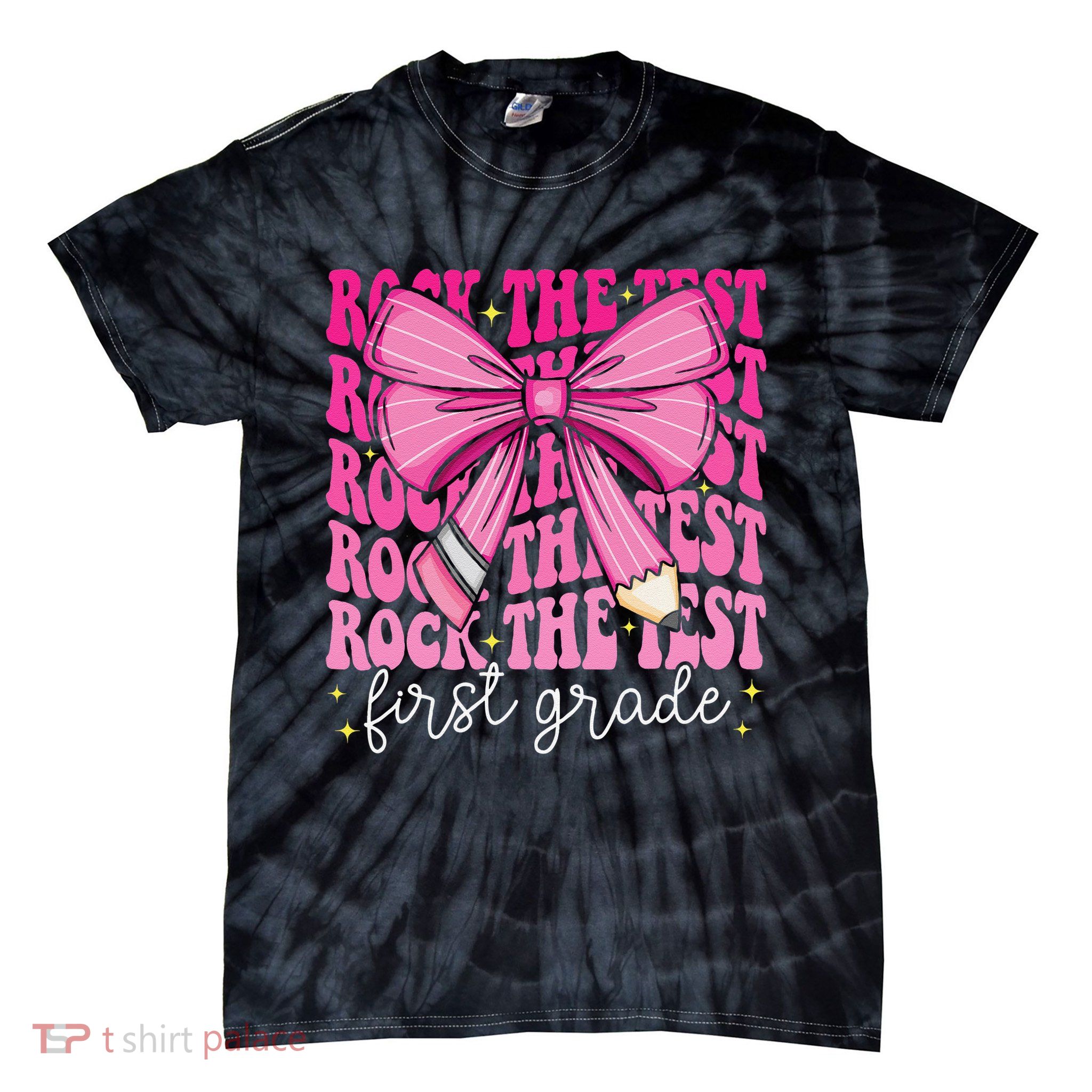 Rock The Test Day 1st Grade Teacher First Grade Testing Day Tie-Dye T-Shirt