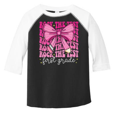 Rock The Test Day 1st Grade Teacher First Grade Testing Day Toddler Fine Jersey T-Shirt
