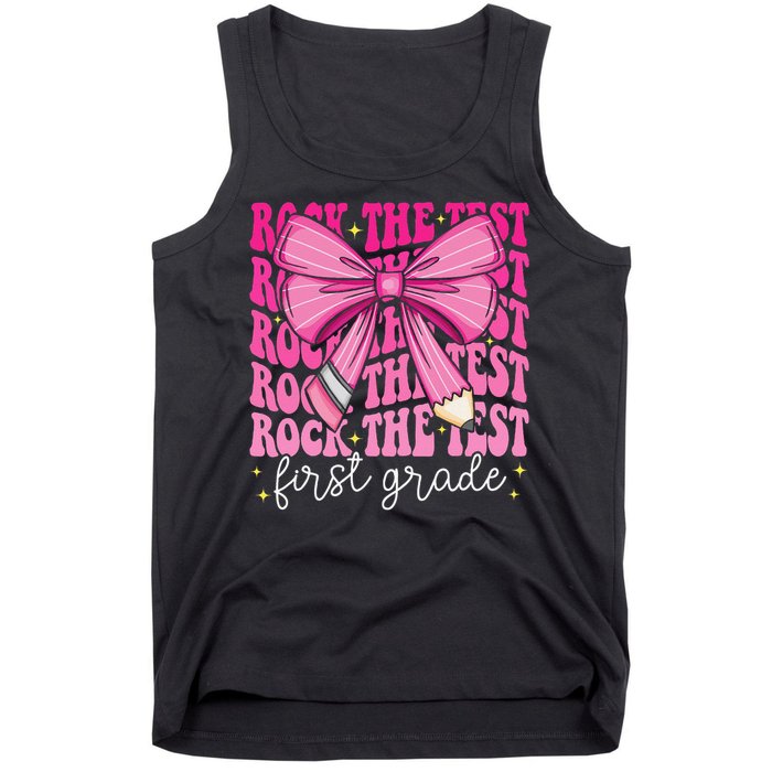 Rock The Test Day 1st Grade Teacher First Grade Testing Day Tank Top