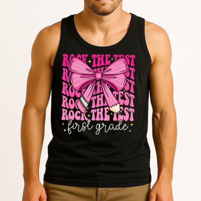 Rock The Test Day 1st Grade Teacher First Grade Testing Day Tank Top