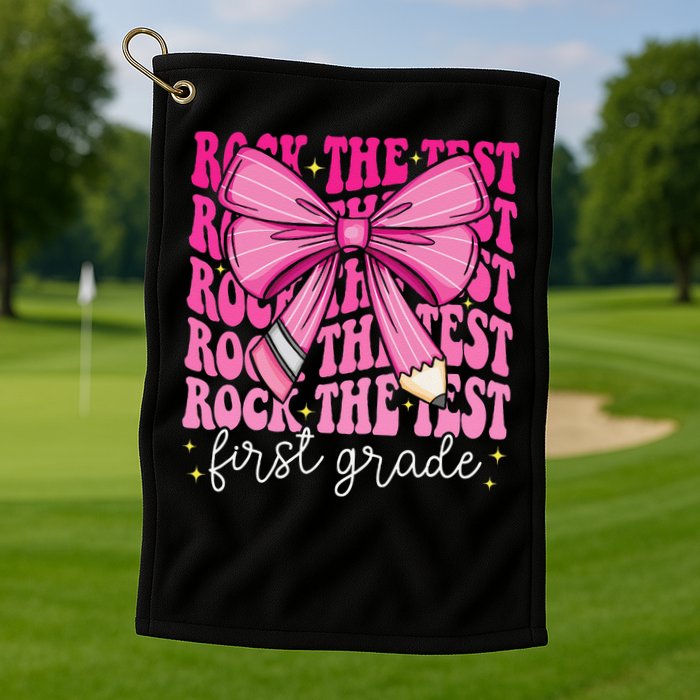 Rock The Test Day 1st Grade Teacher First Grade Testing Day Golf Towel