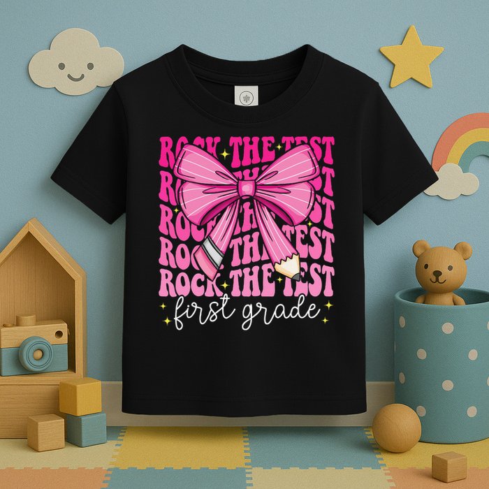 Rock The Test Day 1st Grade Teacher First Grade Testing Day Toddler T-Shirt