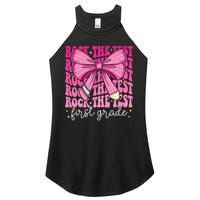Rock The Test Day 1st Grade Teacher First Grade Testing Day Women's Perfect Tri Rocker Tank