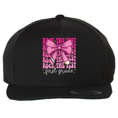 Rock The Test Day 1st Grade Teacher First Grade Testing Day Wool Snapback Cap