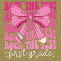 Rock The Test Day 1st Grade Teacher First Grade Testing Day Garment-Dyed Women's Muscle Tee