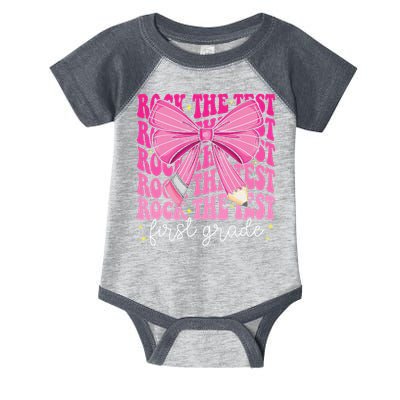 Rock The Test Day 1st Grade Teacher First Grade Testing Day Infant Baby Jersey Bodysuit