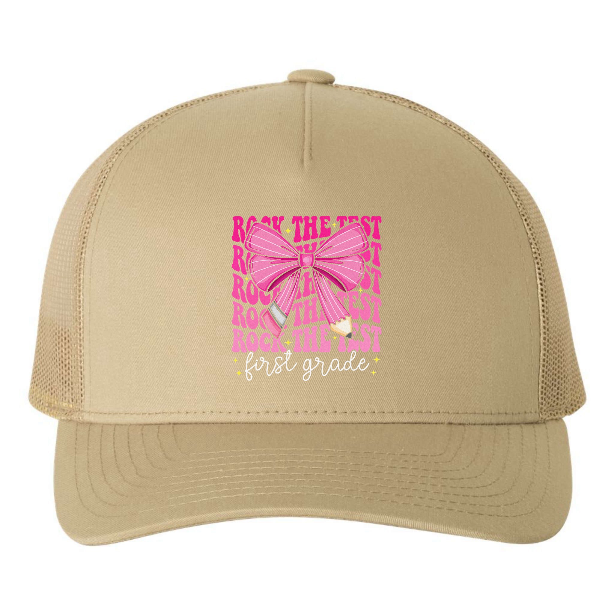 Rock The Test Day 1st Grade Teacher First Grade Testing Day Yupoong Adult 5-Panel Trucker Hat