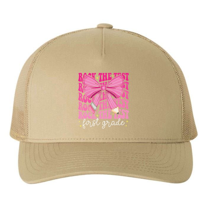 Rock The Test Day 1st Grade Teacher First Grade Testing Day Yupoong Adult 5-Panel Trucker Hat