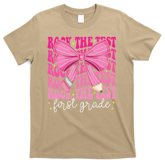 Rock The Test Day 1st Grade Teacher First Grade Testing Day T-Shirt