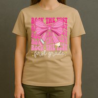 Rock The Test Day 1st Grade Teacher First Grade Testing Day T-Shirt