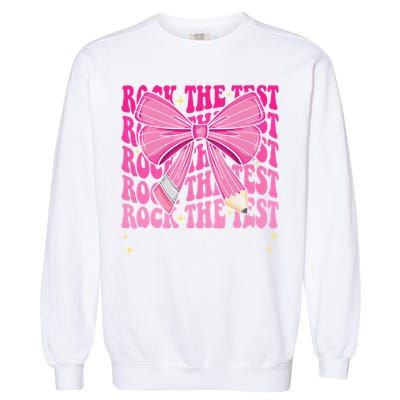Rock The Test Day 1st Grade Teacher First Grade Testing Day Garment-Dyed Sweatshirt