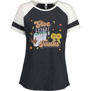 Respiratory Therapist Thanksgiving RT Nurse Super Tankful Enza Ladies Jersey Colorblock Tee