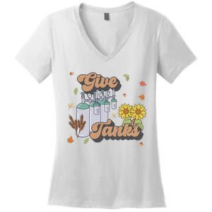 Respiratory Therapist Thanksgiving RT Nurse Super Tankful Women's V-Neck T-Shirt