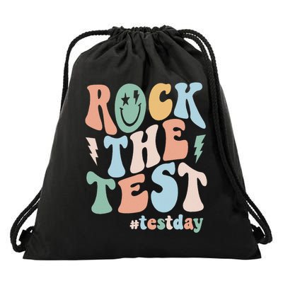 Rock The Test Testing Day Retro Motivational Teacher Student Drawstring Bag