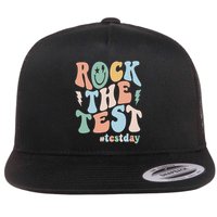 Rock The Test Testing Day Retro Motivational Teacher Student Flat Bill Trucker Hat