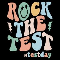 Rock The Test Testing Day Retro Motivational Teacher Student Flat Bill Trucker Hat
