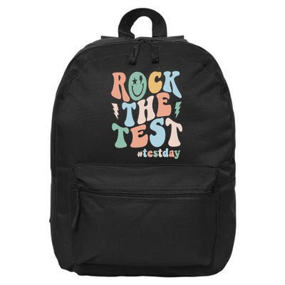Rock The Test Testing Day Retro Motivational Teacher Student 16 in Basic Backpack