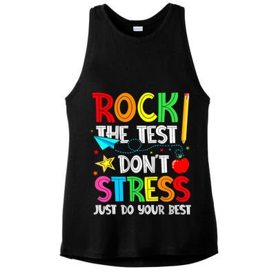 Rock The Test Don't Stress Just Do Your Best Funny Testing  Ladies PosiCharge Tri-Blend Wicking Tank