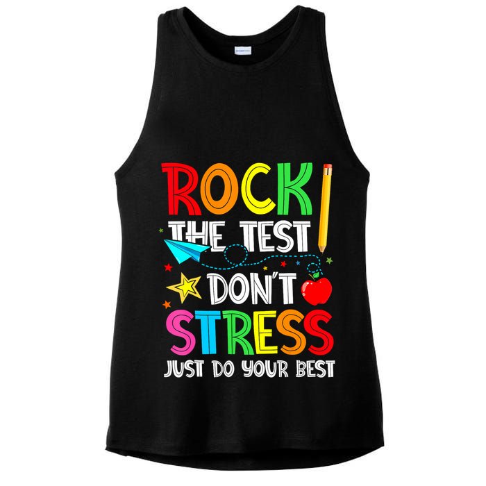 Rock The Test Don't Stress Just Do Your Best Funny Testing  Ladies PosiCharge Tri-Blend Wicking Tank