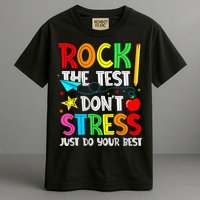 Rock The Test Don't Stress Just Do Your Best Funny Testing  Garment-Dyed Heavyweight T-Shirt