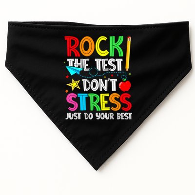 Rock The Test Don't Stress Just Do Your Best Funny Testing  USA-Made Doggie Bandana
