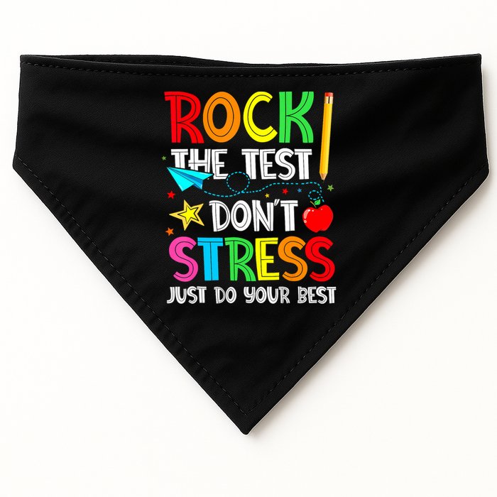 Rock The Test Don't Stress Just Do Your Best Funny Testing  USA-Made Doggie Bandana