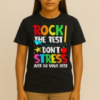 Rock The Test Don't Stress Just Do Your Best Funny Testing  T-Shirt
