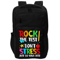 Rock The Test Don't Stress Just Do Your Best Funny Testing  Impact Tech Backpack