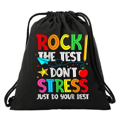 Rock The Test Don't Stress Just Do Your Best Funny Testing  Drawstring Bag