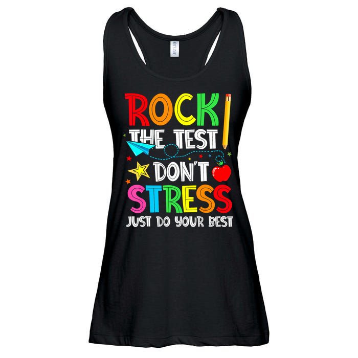 Rock The Test Don't Stress Just Do Your Best Funny Testing  Ladies Essential Flowy Tank