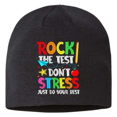 Rock The Test Don't Stress Just Do Your Best Funny Testing  Sustainable Beanie