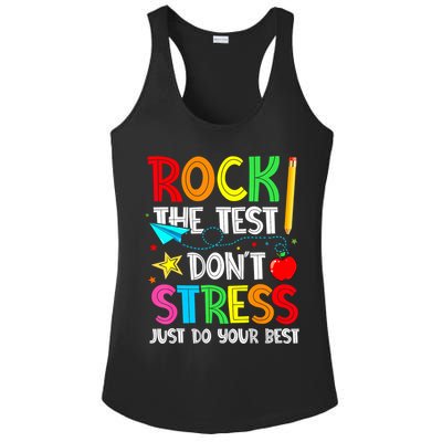 Rock The Test Don't Stress Just Do Your Best Funny Testing  Ladies PosiCharge Competitor Racerback Tank