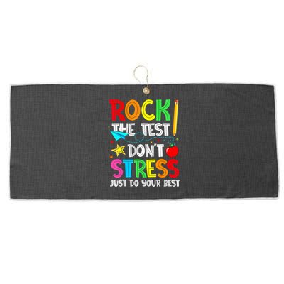 Rock The Test Don't Stress Just Do Your Best Funny Testing  Large Microfiber Waffle Golf Towel