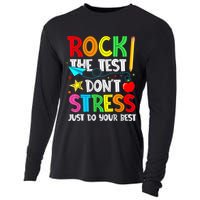 Rock The Test Don't Stress Just Do Your Best Funny Testing  Cooling Performance Long Sleeve Crew