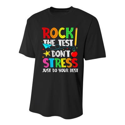 Rock The Test Don't Stress Just Do Your Best Funny Testing  Youth Performance Sprint T-Shirt