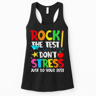 Rock The Test Don't Stress Just Do Your Best Funny Testing  Womens Tank Top