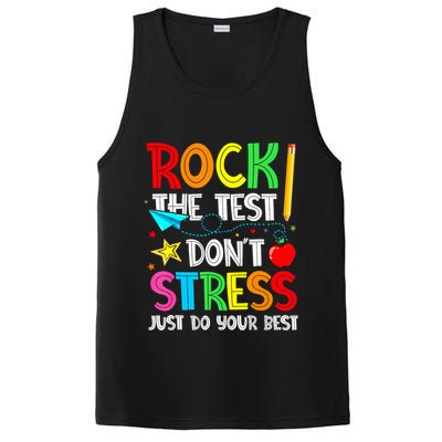 Rock The Test Don't Stress Just Do Your Best Funny Testing  PosiCharge Competitor Tank