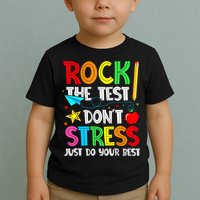 Rock The Test Don't Stress Just Do Your Best Funny Testing  Toddler T-Shirt