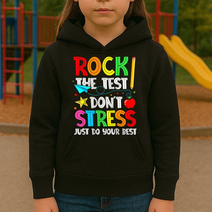 Rock The Test Don't Stress Just Do Your Best Funny Testing  Kids Hoodie