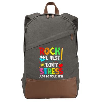 Rock The Test Don't Stress Just Do Your Best Funny Testing  Cotton Canvas Backpack