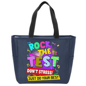 Rock The Test Dont Stress Testing Day Teachers Students Zip Tote Bag