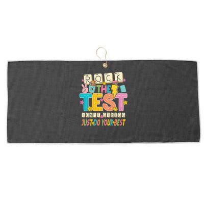 Rock The Test Don't Stress Just Do Your Best Teacher Testing Large Microfiber Waffle Golf Towel