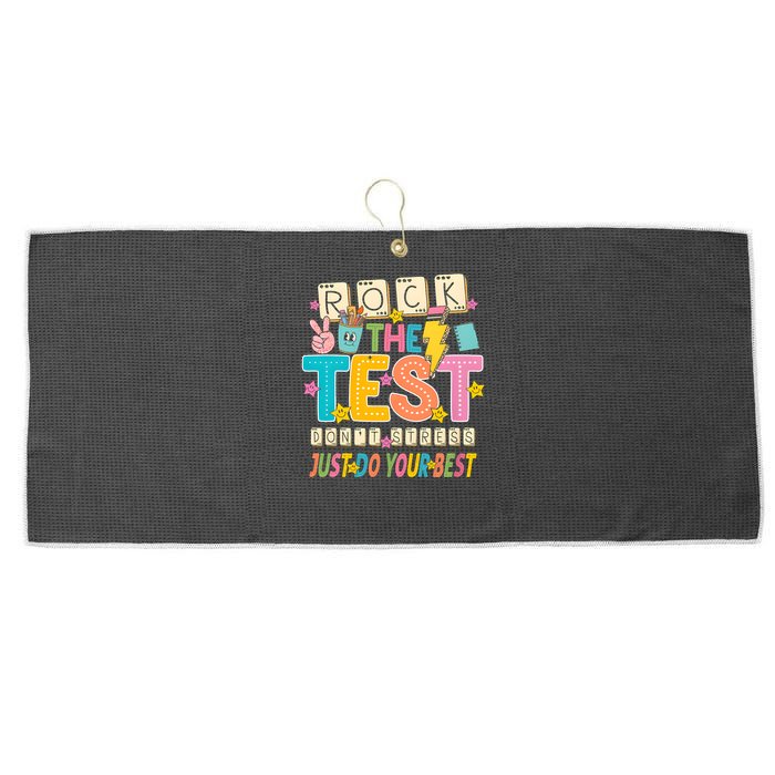 Rock The Test Don't Stress Just Do Your Best Teacher Testing Large Microfiber Waffle Golf Towel