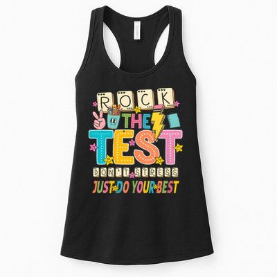 Rock The Test Don't Stress Just Do Your Best Teacher Testing Womens Tank Top